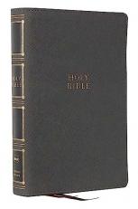 NKJV, Compact Center-Column Reference Bible, Leathersoft, Gray, Red Letter, Comfort Print 